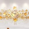 Đồng hồ trang trí nội thất lá sen màu vàng phú quý