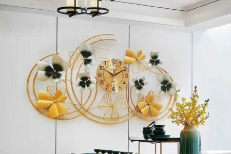 Đồng hồ trang trí tường hình nơ đẹp nổi bật cho phòng khách