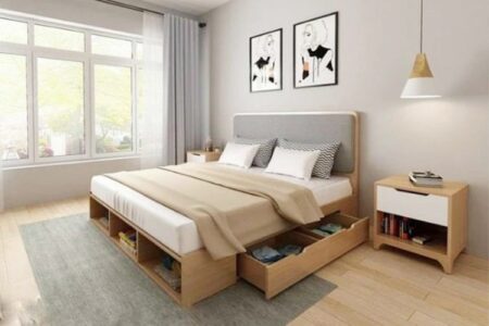 Giường ngủ gỗ công nghiệp có ngăn kéo đẹp đựng đồ