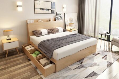 Giường ngủ gỗ công nghiệp có ngăn kéo chứa đồ