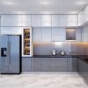 Tủ bếp picomat cánh phủ acrylic vuông chữ L đẹp mê li